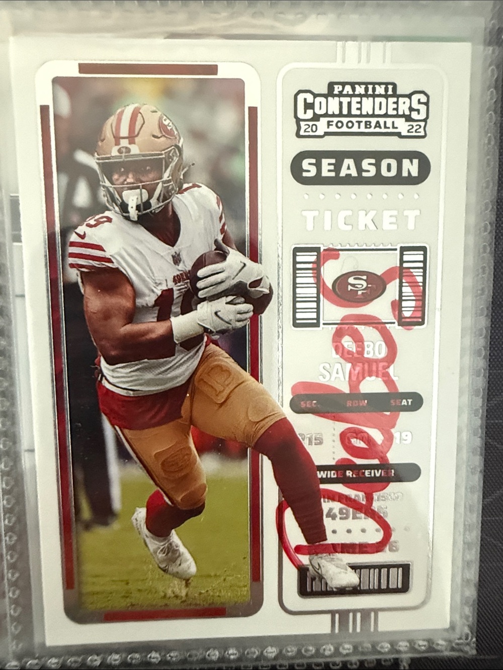 Panini Contenders 2022 Football Season Ticket Card - White/Gold/Red Deebo samuel